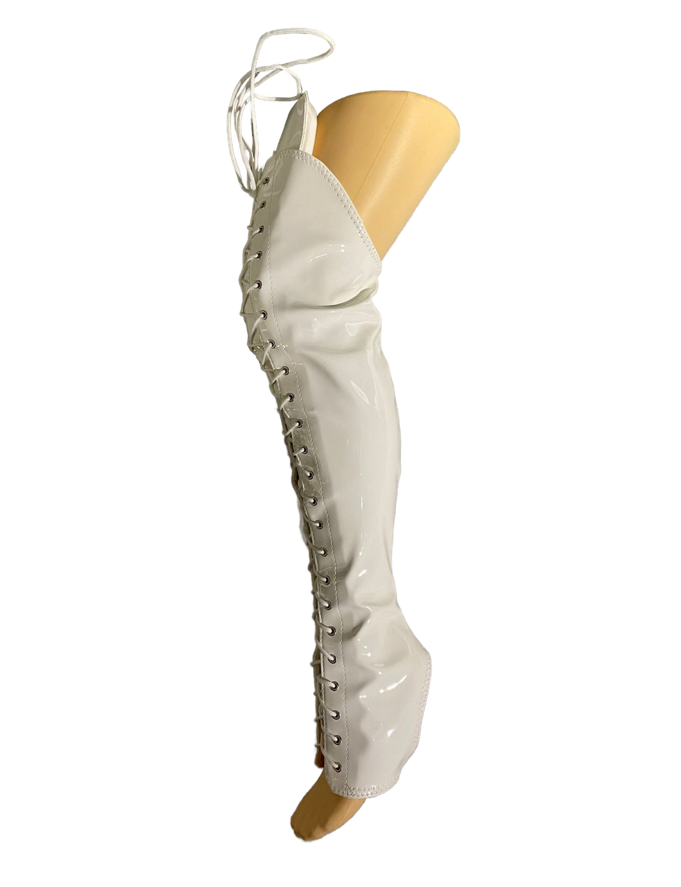 Краги с наколенниками белые лаковые